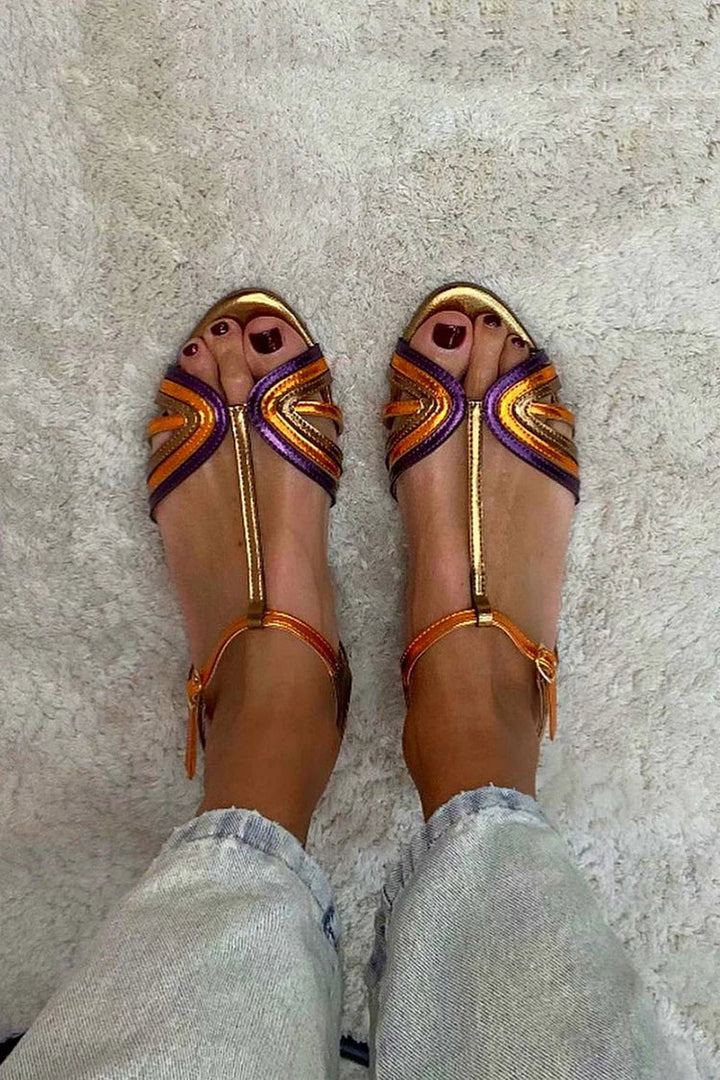 Viviana T-Bar Sandals Mediterranean Colors