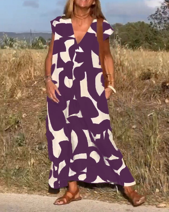 Amelia | Printed V-Neck Dress