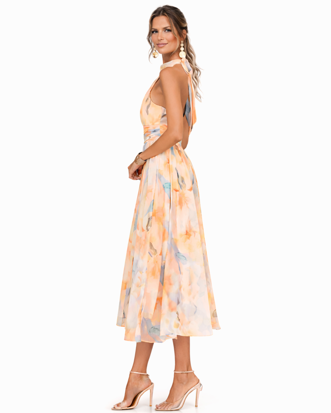 Aurora | Halter Neck Dress with Watercolor Print (last restock)