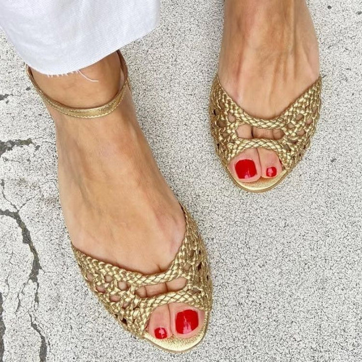 Isadora Woven Gold Comfort Sandals