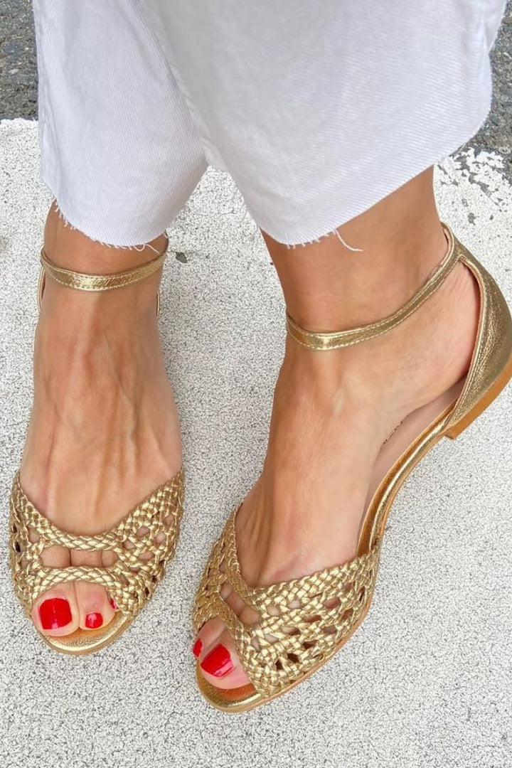 Isadora Woven Gold Comfort Sandals