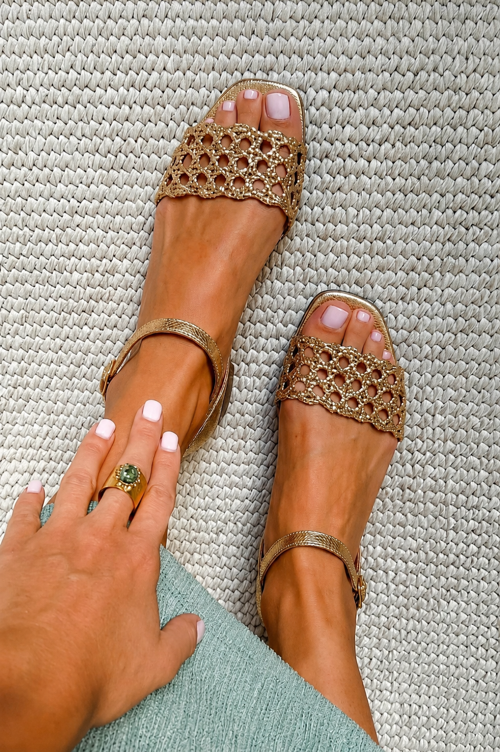Aurora Comfort Flat Gold Sandals