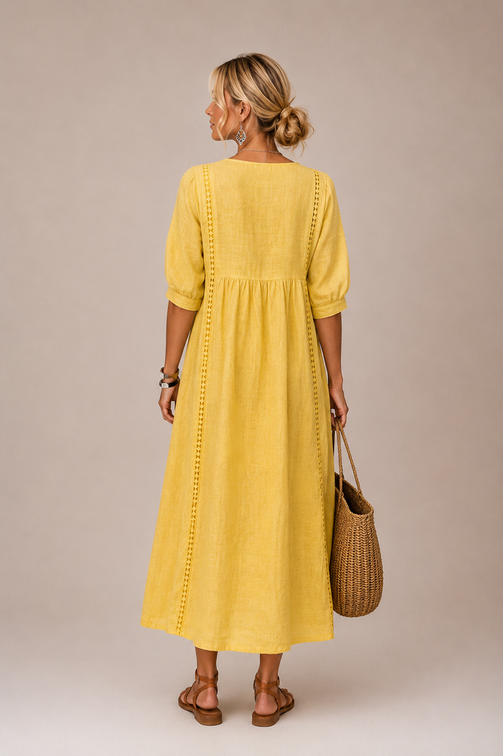 Steffi | Linen Blend Summer Midi Dress