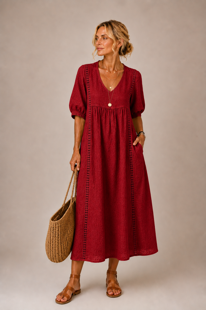 Steffi | Linen Blend Summer Midi Dress