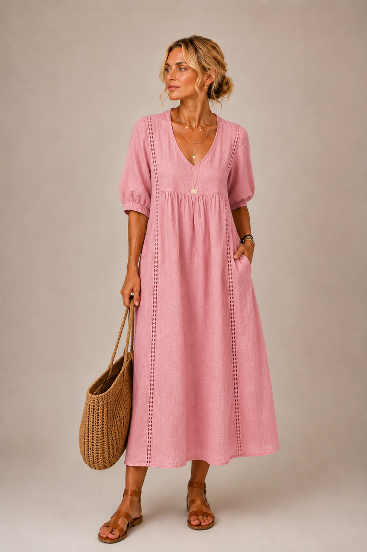 Steffi | Linen Blend Summer Midi Dress