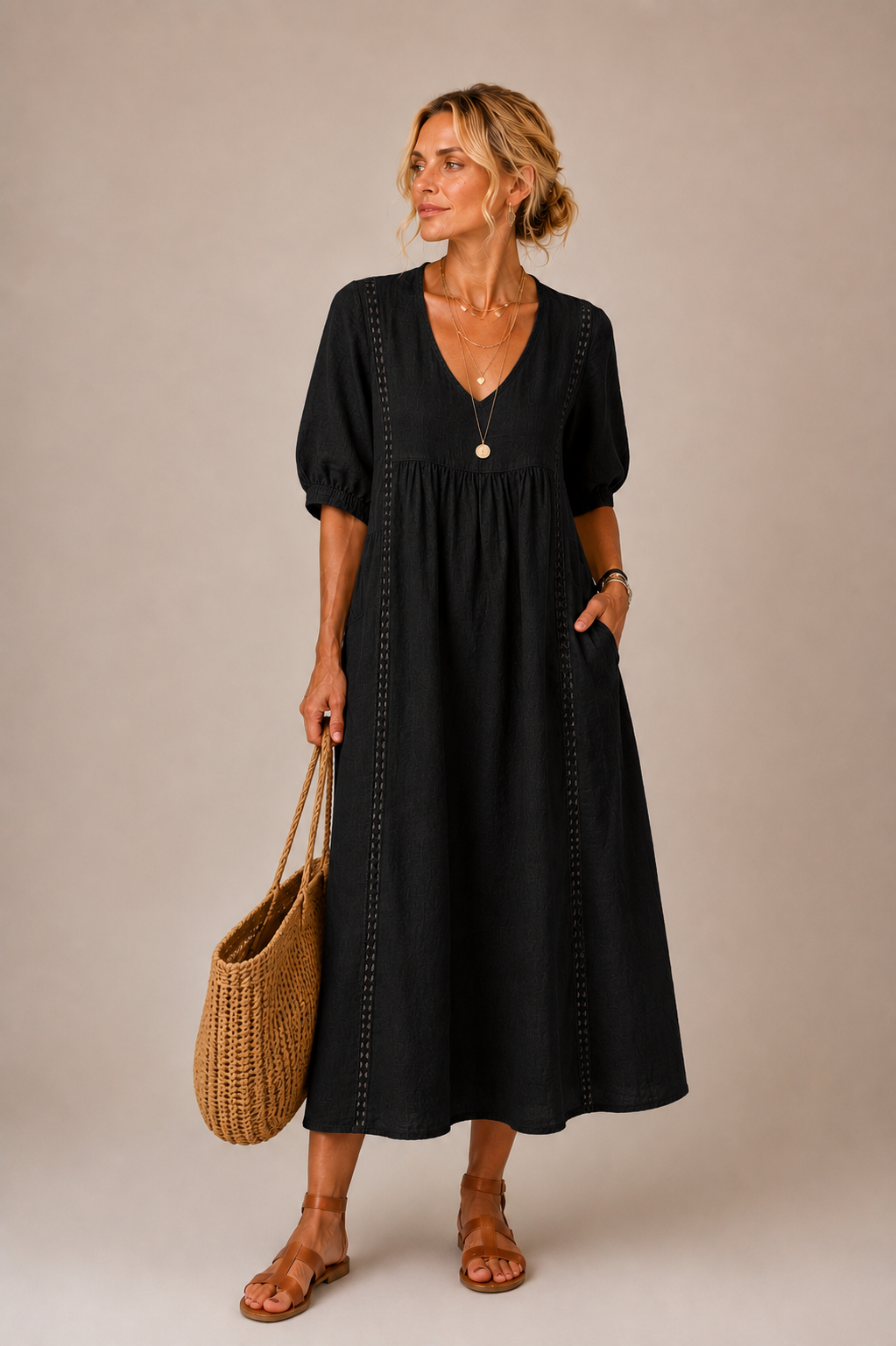 Steffi | Linen Blend Summer Midi Dress