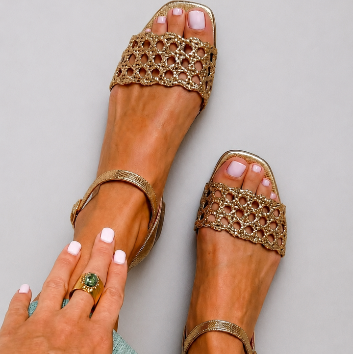 Aurora Comfort Flat Gold Sandals