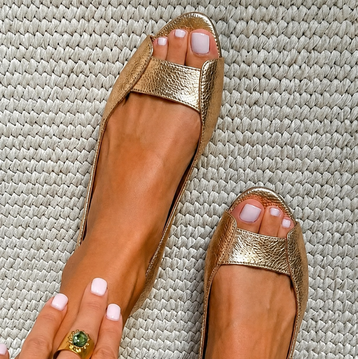Adelina Golden Sandals Chic Comfort