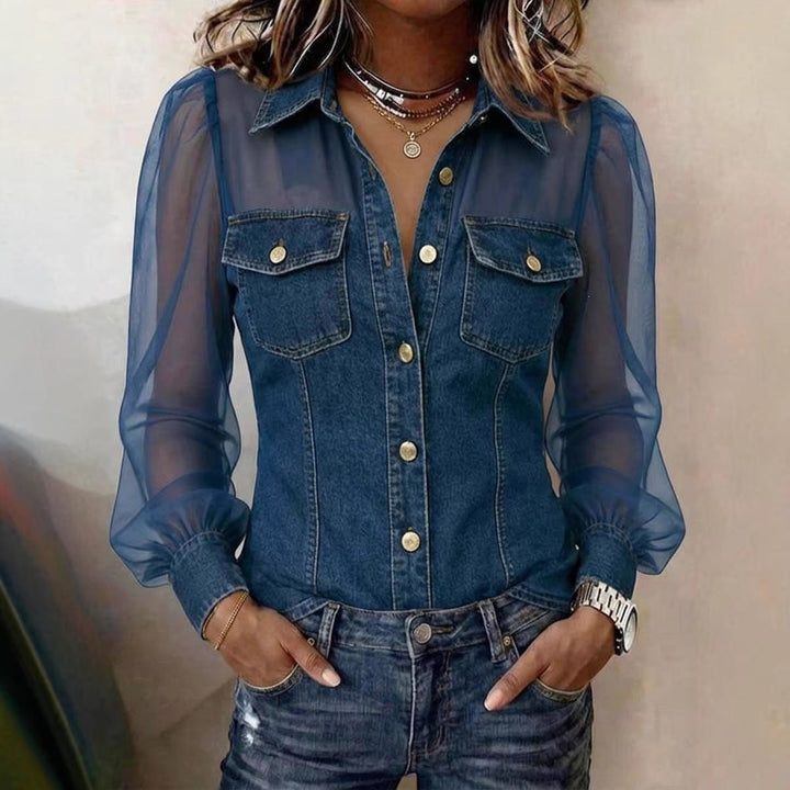 Élodie | Elegant Blouse with Denim Effect