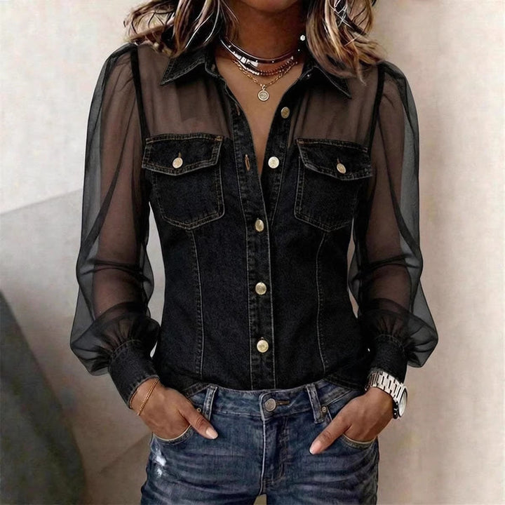 Élodie | Elegant Blouse with Denim Effect