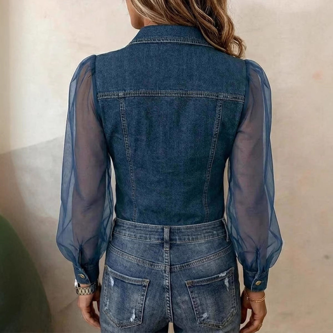 Élodie | Elegant Blouse with Denim Effect