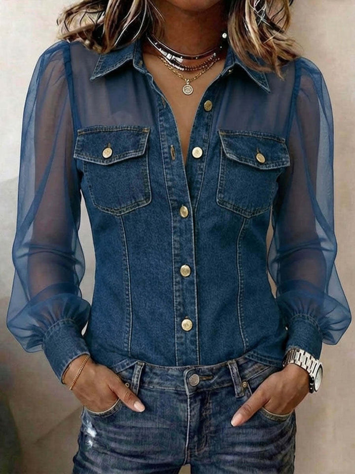 Élodie | Elegant Blouse with Denim Effect
