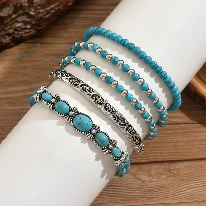 Boho | Bracelet Set with Turquoise Beads