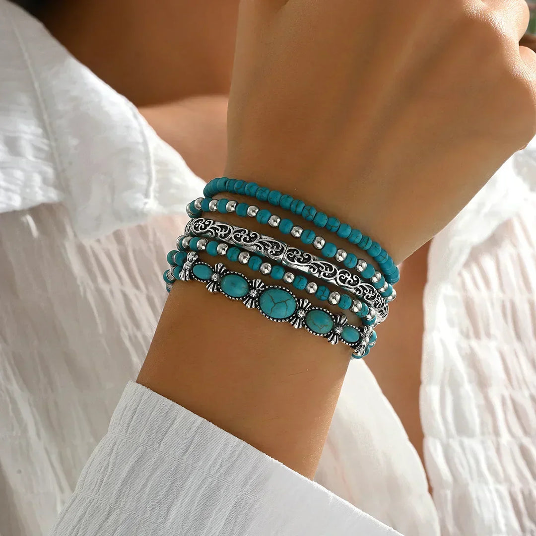 Boho | Bracelet Set with Turquoise Beads