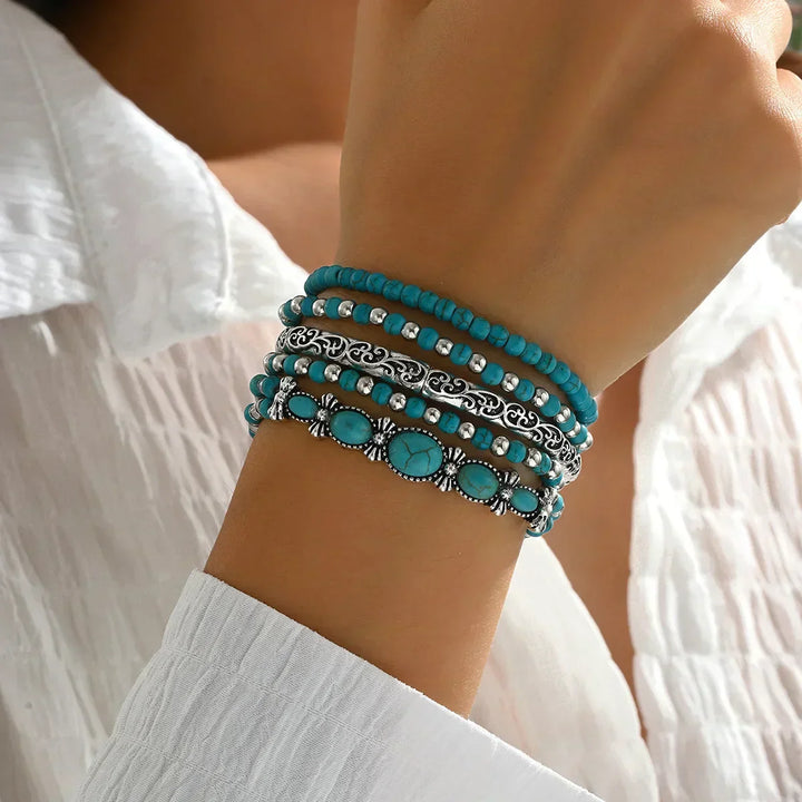 Boho | Bracelet Set with Turquoise Beads