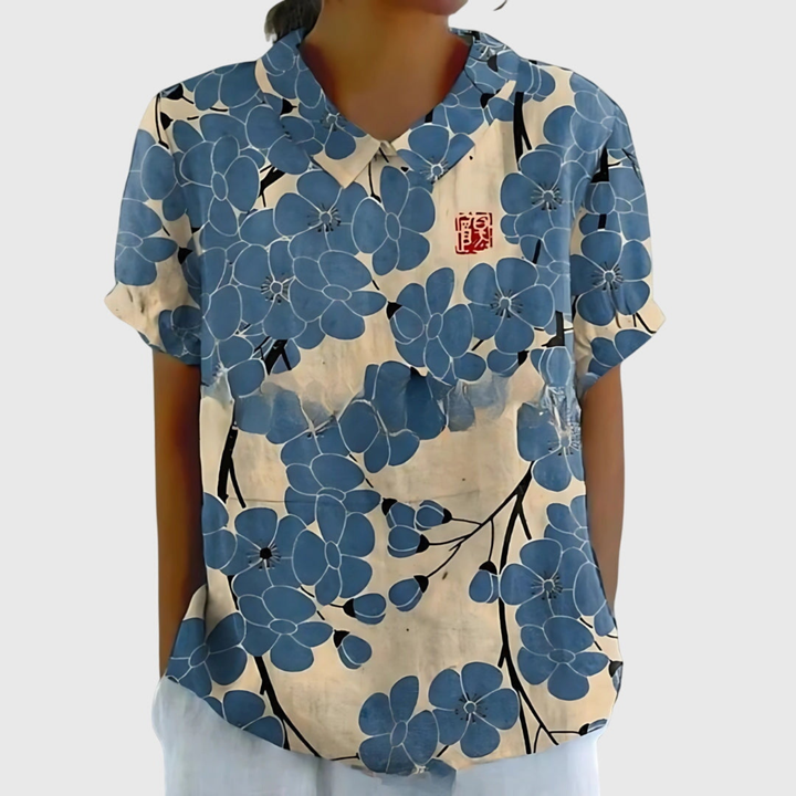 Thea | Floral Print Short Sleeve Blouse