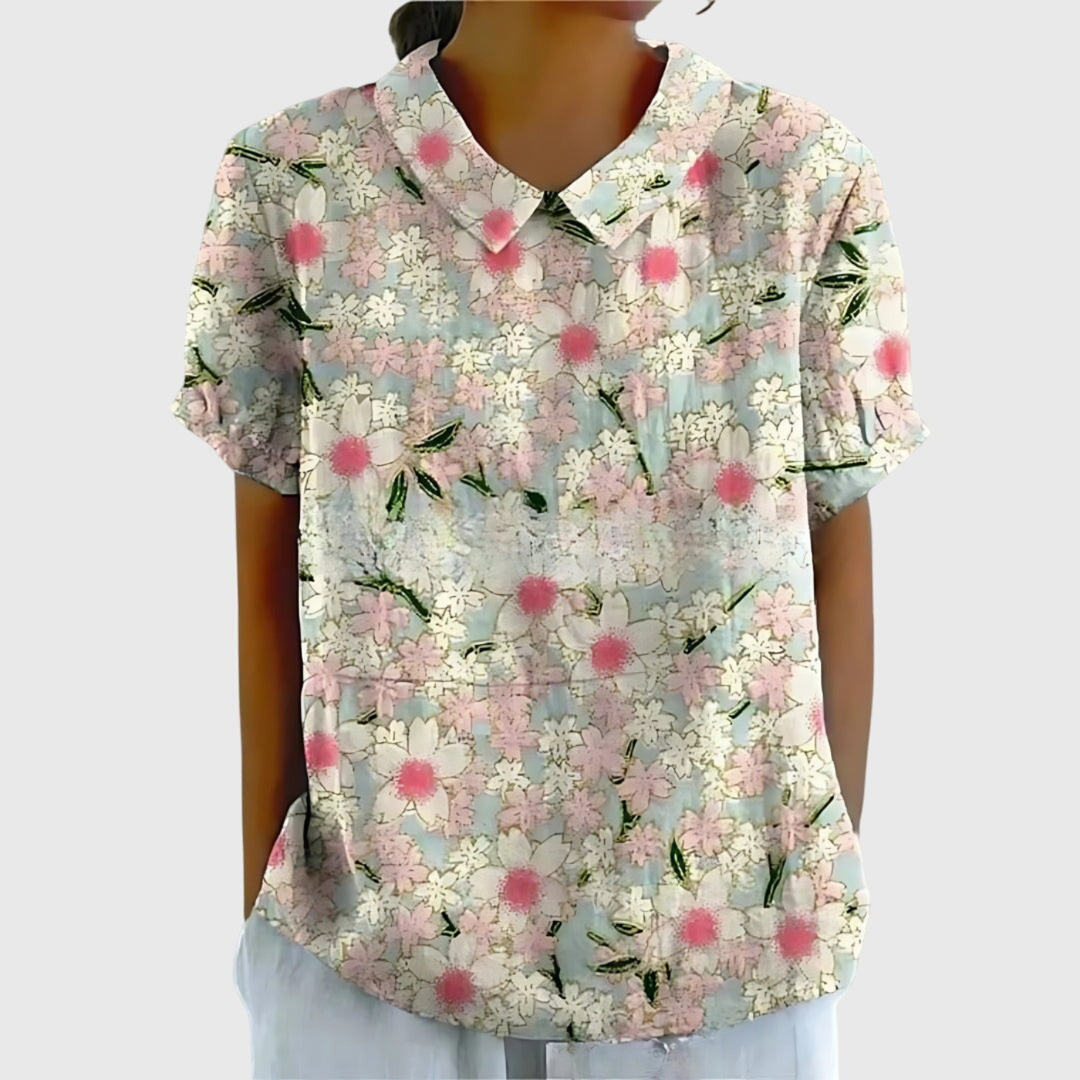 Thea | Floral Print Short Sleeve Blouse