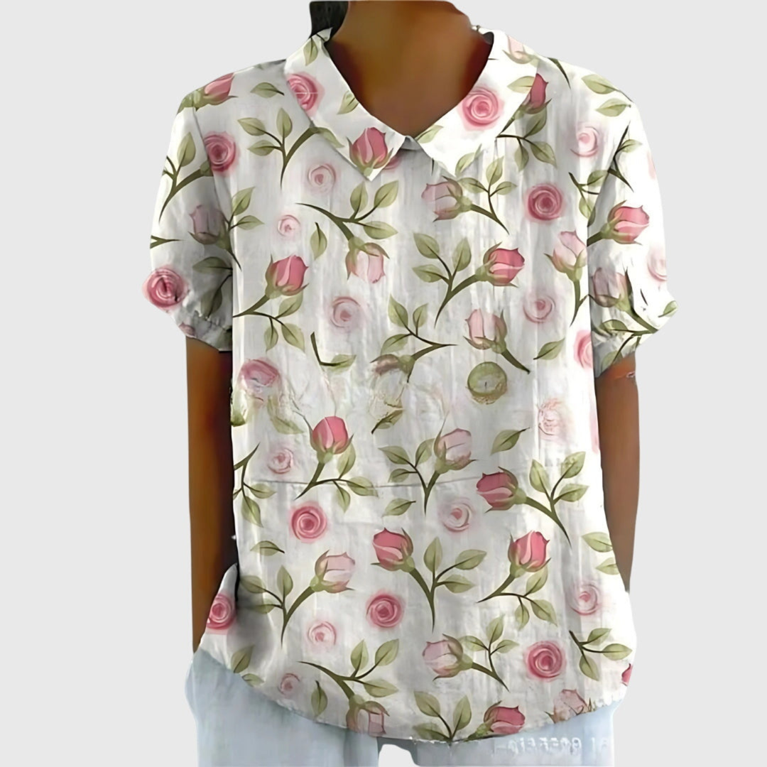 Thea | Floral Print Short Sleeve Blouse