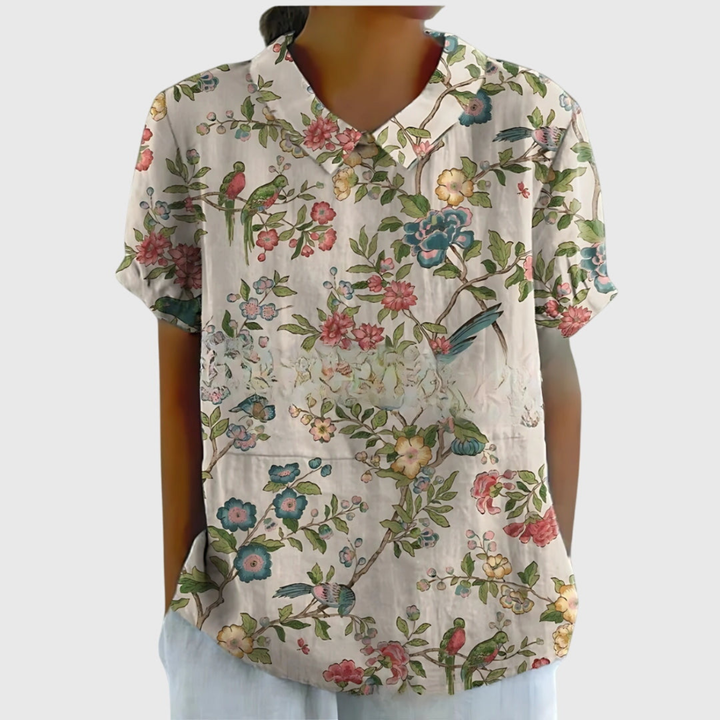 Thea | Floral Print Short Sleeve Blouse