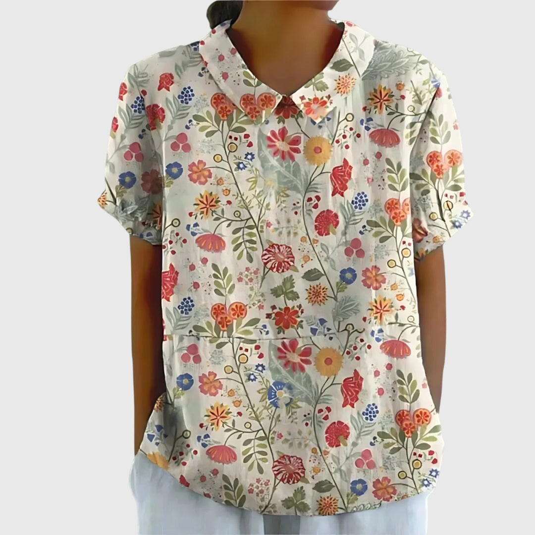 Thea | Floral Print Short Sleeve Blouse