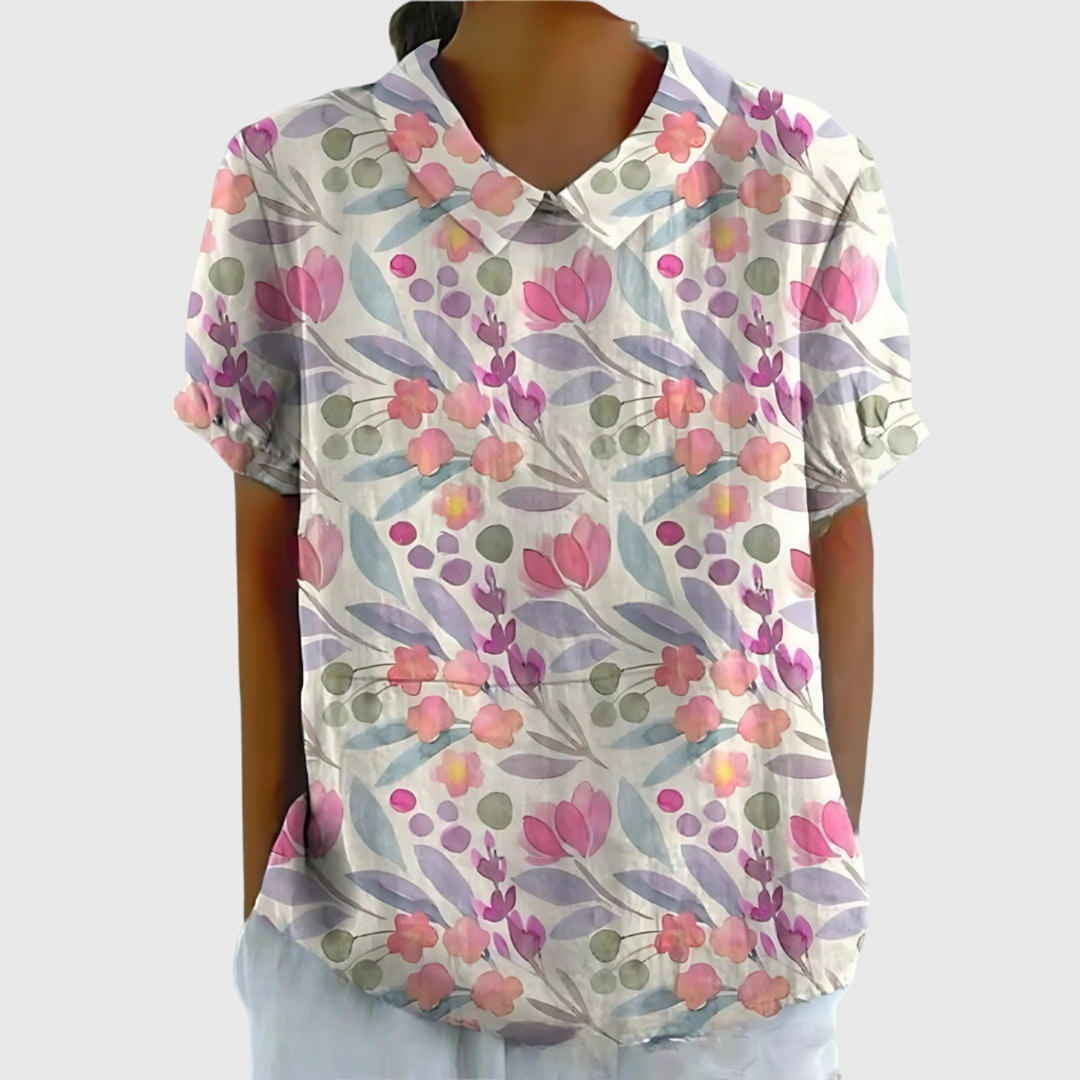 Thea | Floral Print Short Sleeve Blouse