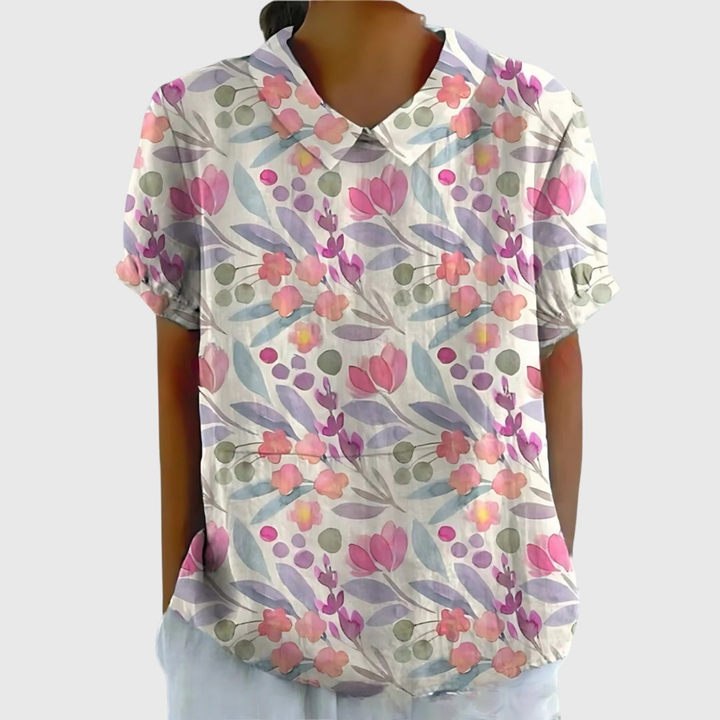Thea | Floral Print Short Sleeve Blouse