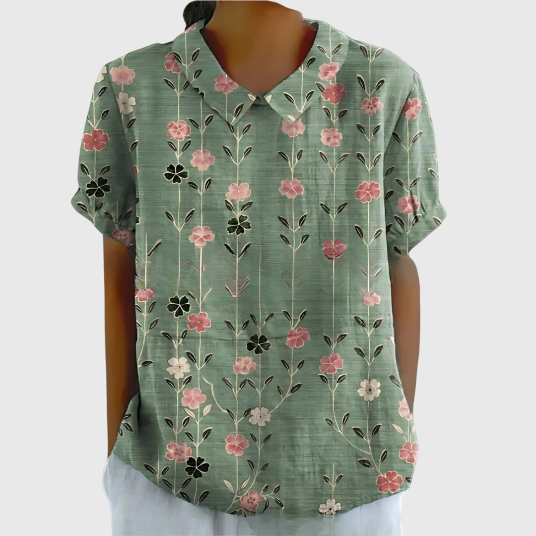 Thea | Floral Print Short Sleeve Blouse