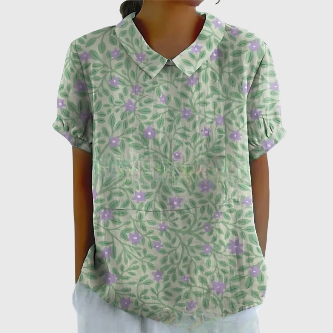 Thea | Floral Print Short Sleeve Blouse