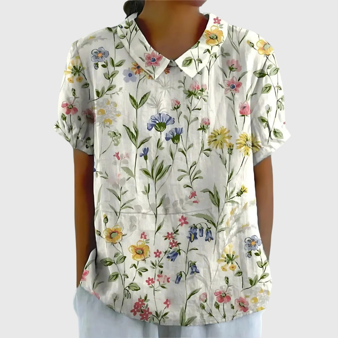 Thea | Floral Print Short Sleeve Blouse