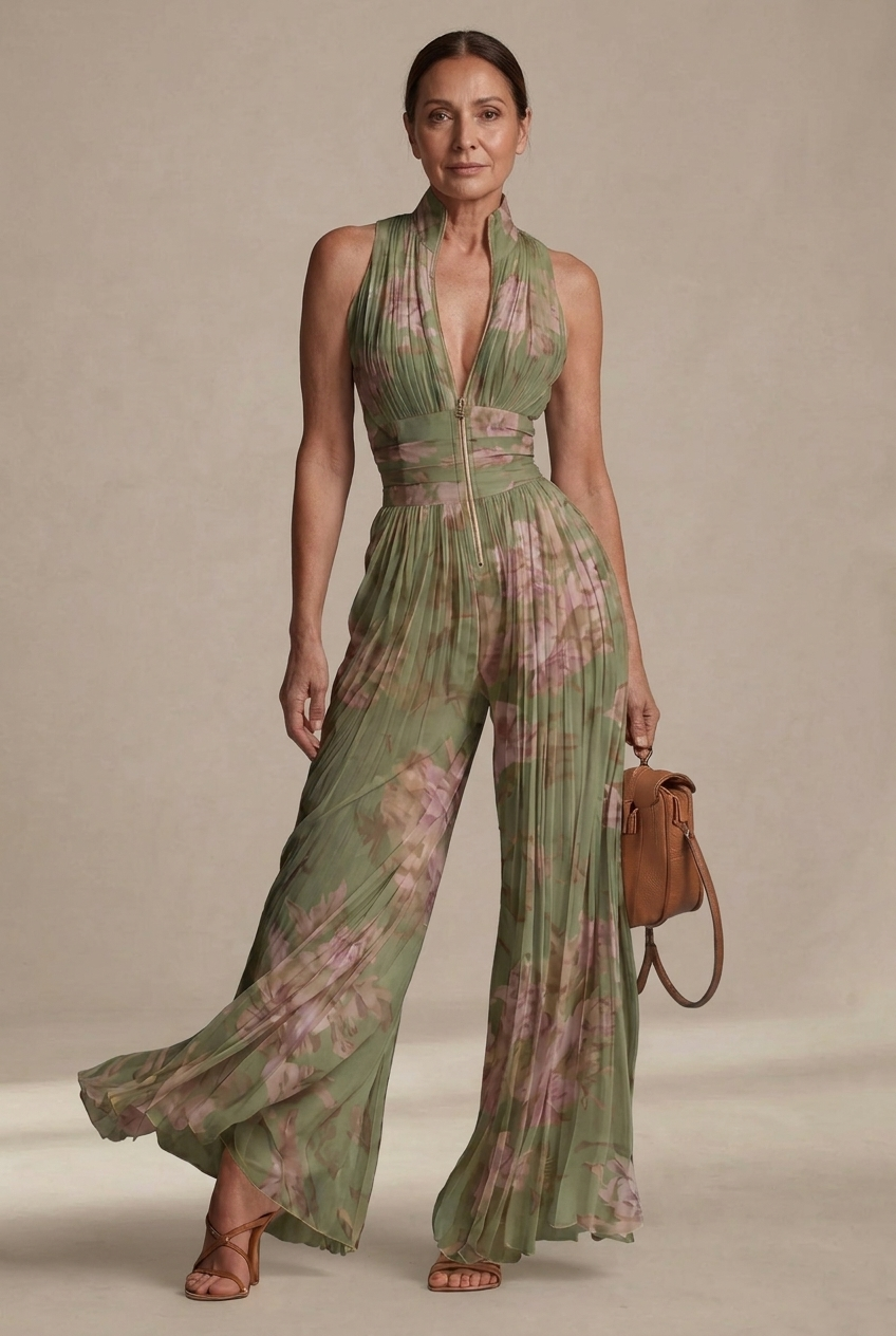 Lisa | Pleated Floral Jumpsuit