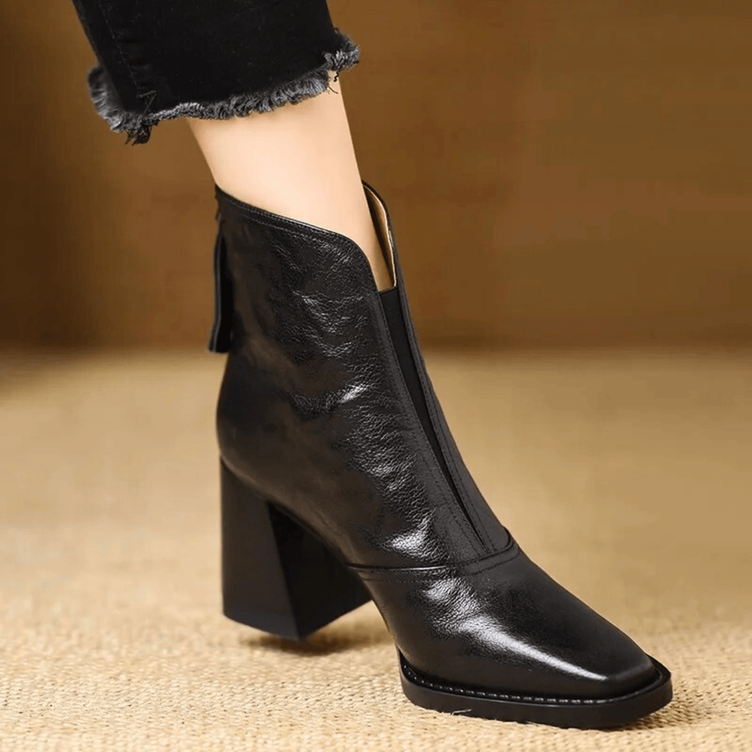 Michelle | Mid-Heel Leather Ankle Boots